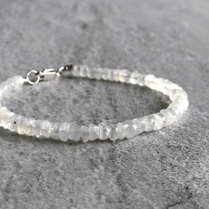 Dainty Moonstone Bracelet | White Healing Crystal Bracelet | Gold or Silver Clasp | 6 7 8 9 Inch for Small or Large Wrists