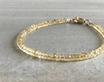 Citrine Bracelet | Gold or Silver Clasp | November Birthstone Citrine Jewelry | Yellow Gemstone Bracelet for Women, Me