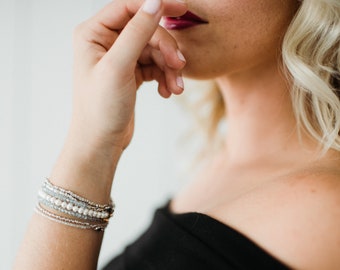 Freshwater Pearl Bracelet | June Birthstone Jewelry | Sterling Silver Genuine Pearl Jewelry | Small White Pearl Bead Bracelet