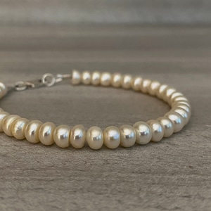 Real Pearl Bracelet | Button Freshwater Pearls | Modern Pearl Jewelry for Women, Men | Custom Length for Small or Large Wrists