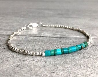 Genuine Turquoise Bracelet Sterling Silver Real Turquoise | Etsy