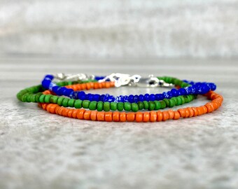 Seed Bead Bracelet | Blue, Green or Orange Bracelet | Tiny Bead Bracelet | Gift under 20 for Women, Men | Custom 6 7 8 9 Inch Size