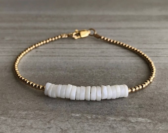 Genuine Opal Bracelet | Tiny Silver or Gold Bead Bracelet | October Birthstone White Opal Jewelry | Women’s Semi Precious Stone Bracelet