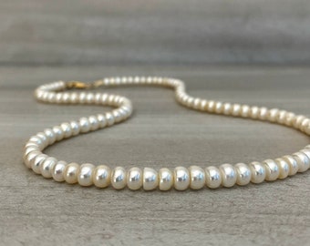 Real Pearl Necklace for Women | Freshwater Pearl Jewelry | Custom Length 16 to 30 inches | Gold or Sterling Silver Clasp