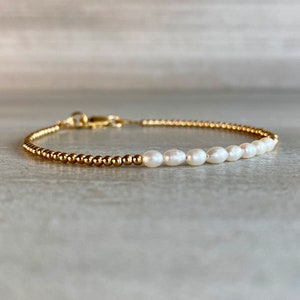 Real Pearl Bracelet Dainty Pearl Jewelry Sterling Silver or Gold Clasp Custom Size for Large or Small Wrists Tiny Bead Bracelet image 1