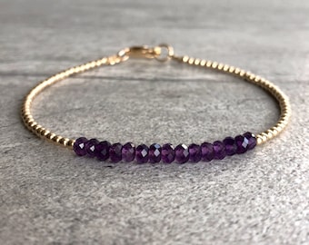Faceted Amethyst Bracelet | Sterling Silver or Gold Filled, February Birthstone