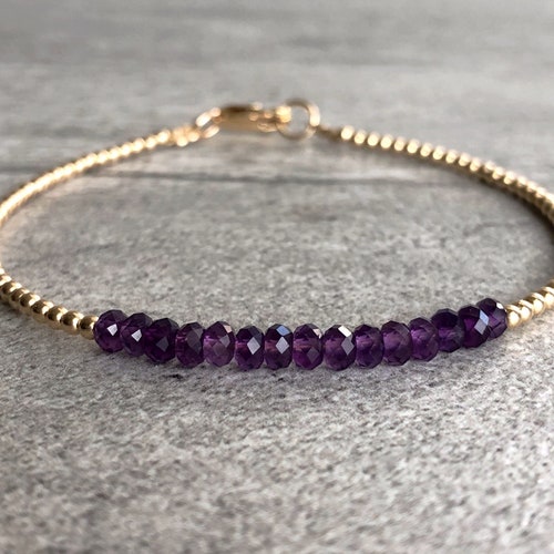 Tiny Amethyst Beads Women's Bracelet 