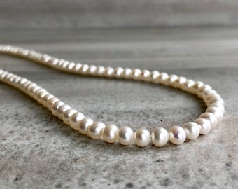 Real Pearl Necklace for Women | Freshwater Pearl Jewelry | Custom Length 16 to 30 inches | Gold or Sterling Silver Clasp