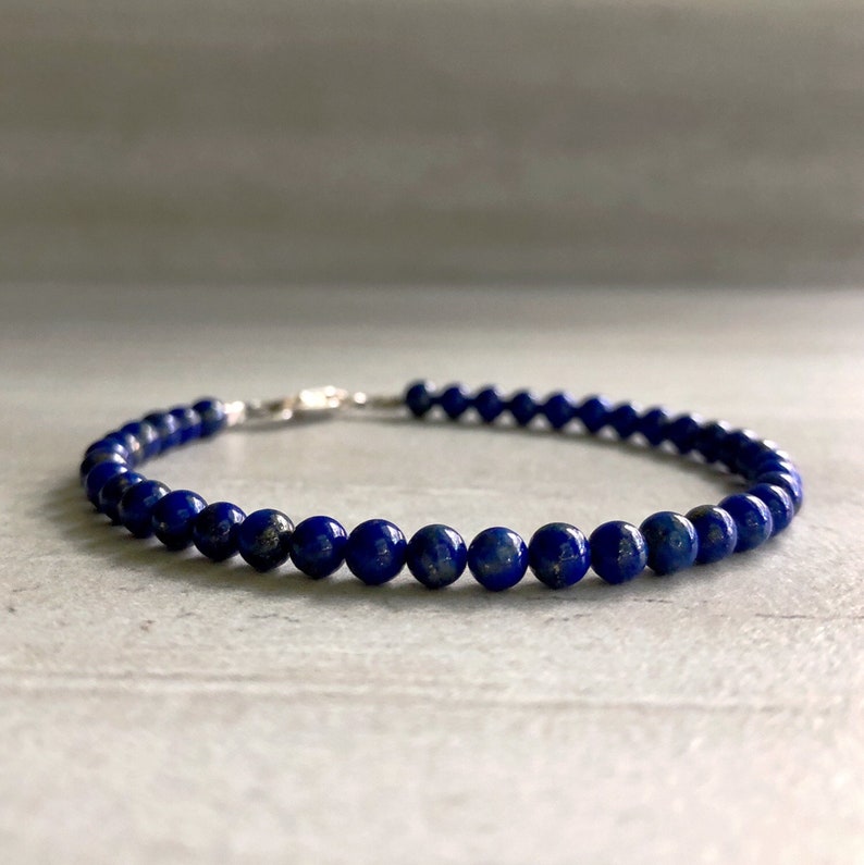 Lapis Lazuli Bracelet Cobalt Blue Natural Stone Jewelry Etsy