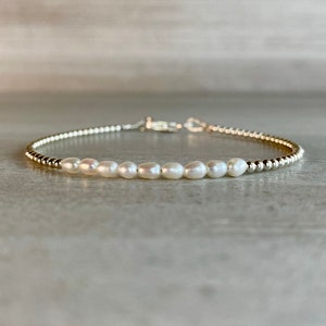Real Pearl Bracelet Dainty Pearl Jewelry Sterling Silver or Gold Clasp Custom Size for Large or Small Wrists Tiny Bead Bracelet image 3