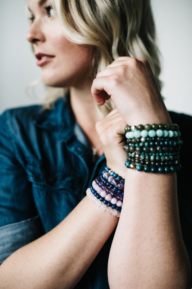 Blue Kyanite Bracelet Semi Precious Stone Jewelry 14K Gold Filled Beaded Bracelet Custom Length Minimalist Gemstone Jewelry image 9