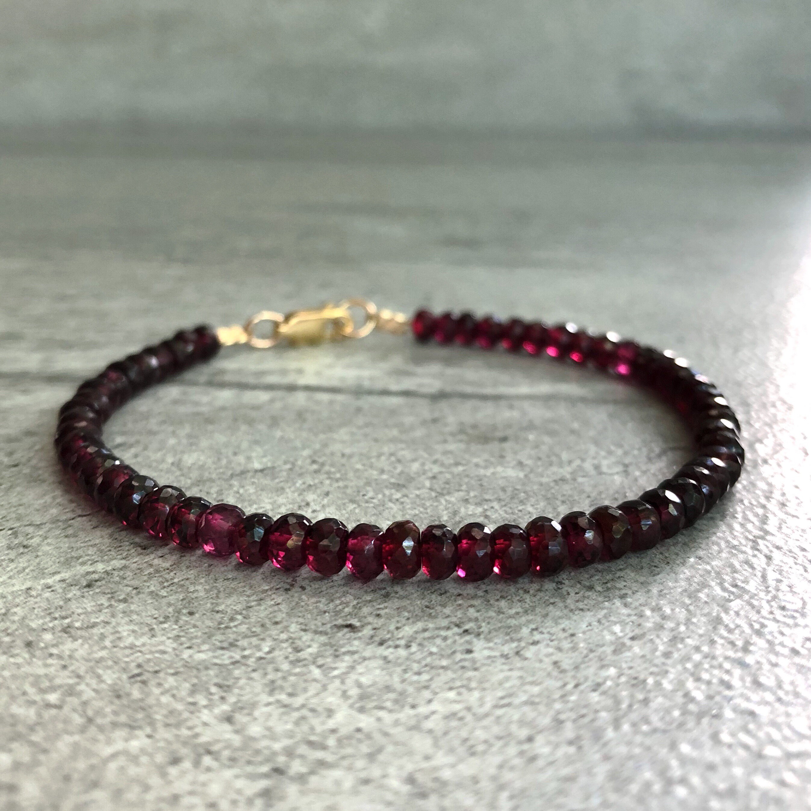Bead Bracelet Red Gemstone Bracelet Gold or Etsy