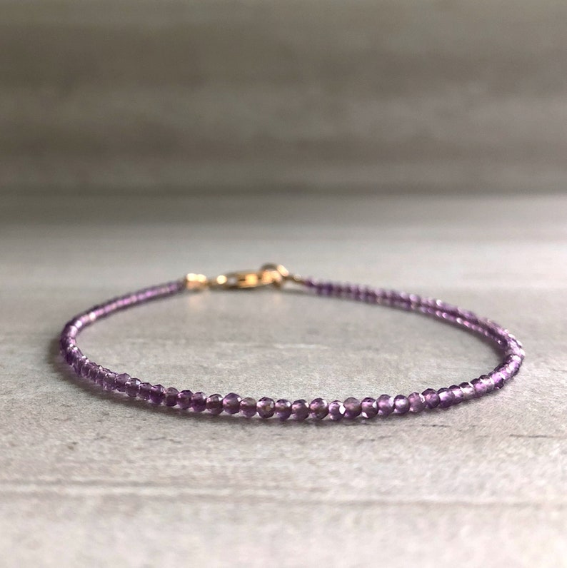 Lavender Amethyst Bracelet Delicate Tiny Stone Bracelet - Etsy