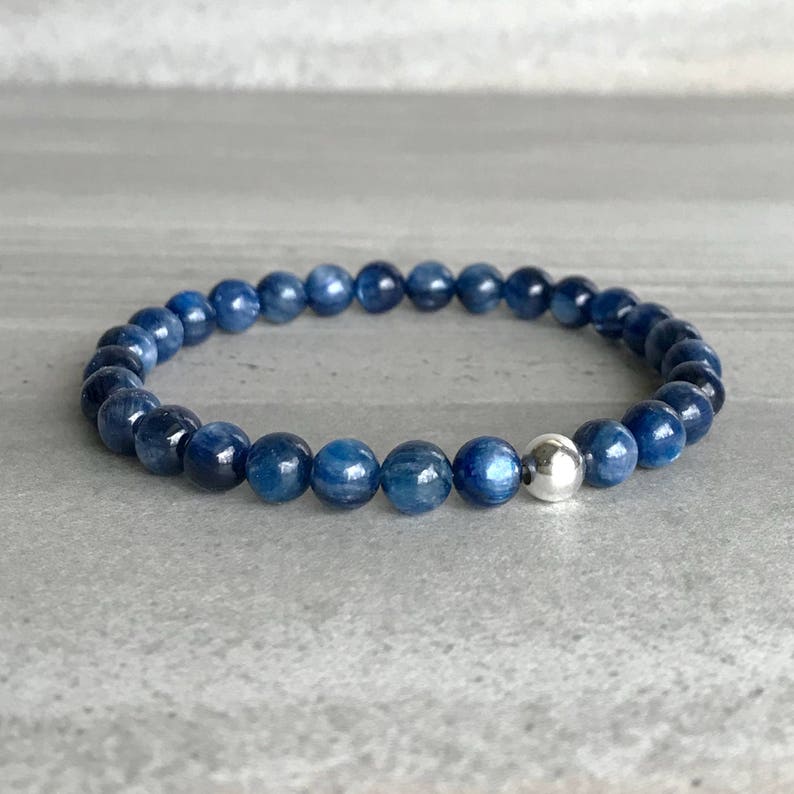 Blue Kyanite Bracelet Semi Precious Stone Jewelry 14K Gold Filled Beaded Bracelet Custom Length Minimalist Gemstone Jewelry image 8