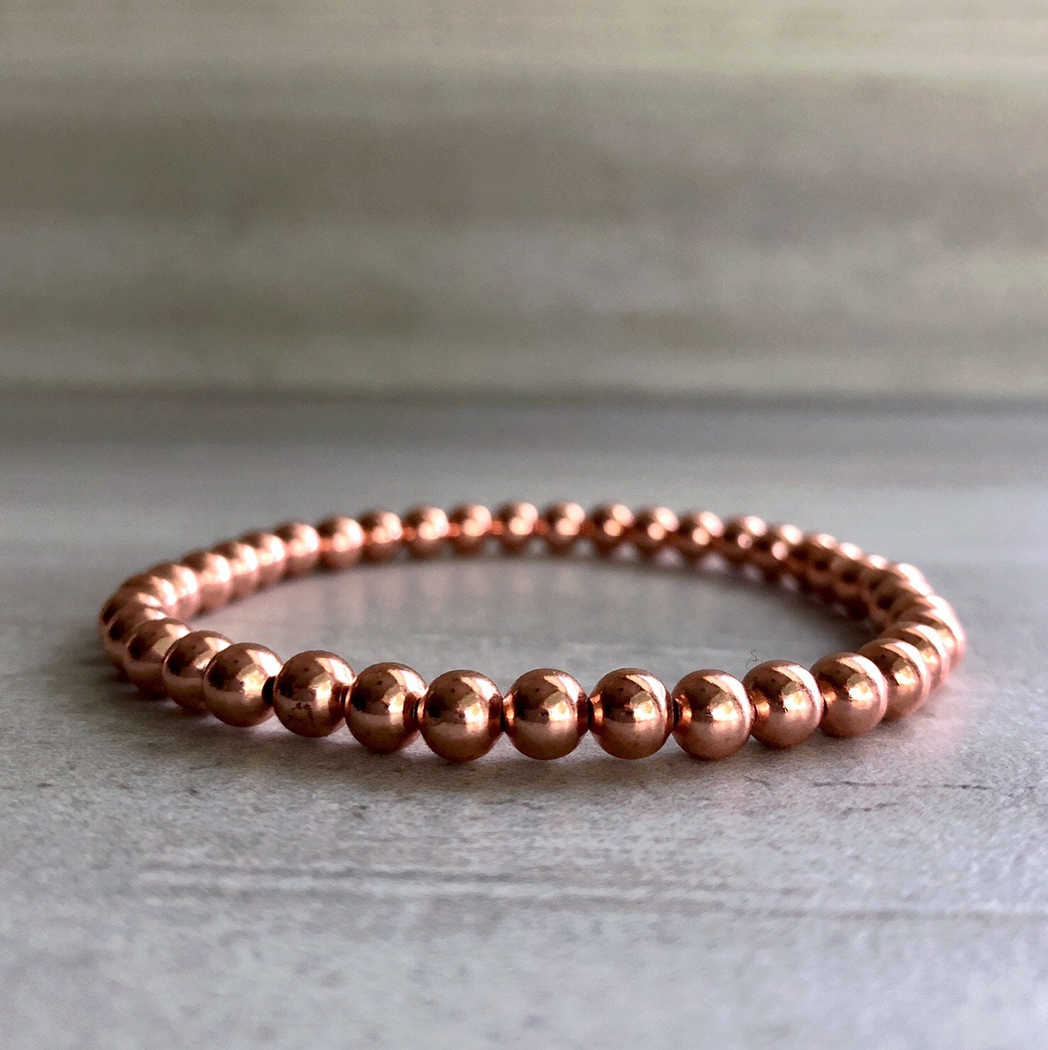 Copper Beaded Bracelet Stretch Bracelet for Women Men Etsy