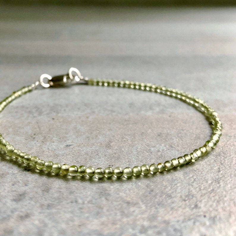 Gold Peridot Bracelet Tiny Bead Bracelet for Women Men 5 Etsy