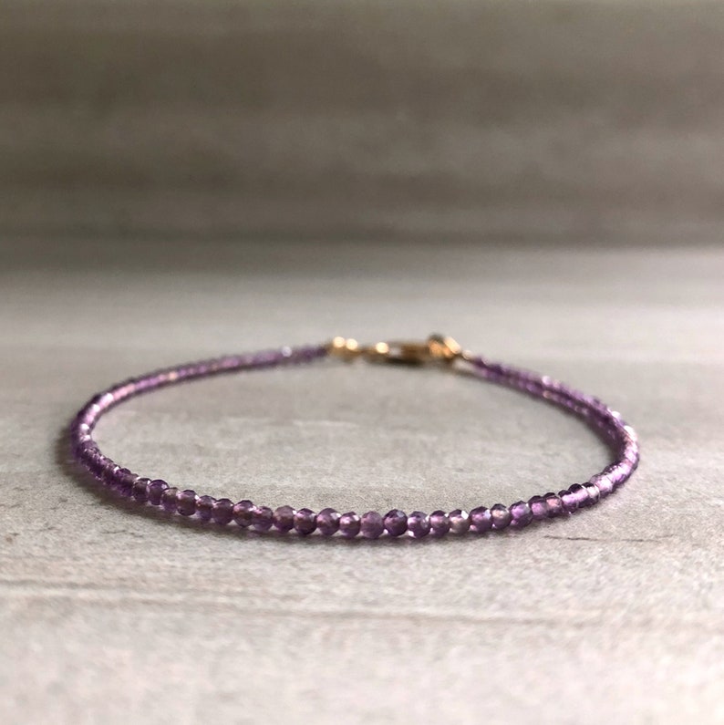 Lavender Amethyst Bracelet Delicate Tiny Stone Bracelet - Etsy