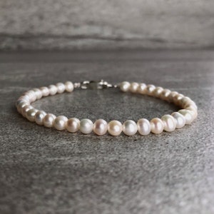 Genuine Pearl Bracelet Sterling Silver or Gold Clasp Bead Bracelet Real Freshwater Pearl Jewelry June Birthstone Gift image 7