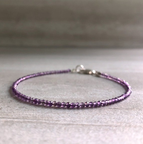 Lavender Amethyst Bracelet Delicate Tiny Stone Bracelet Healing