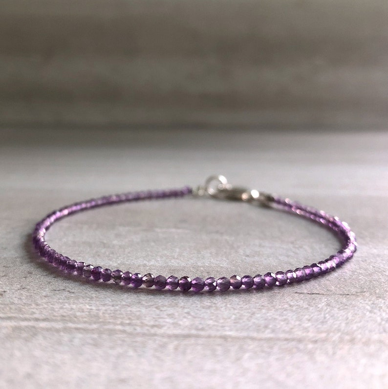 Lavender Amethyst Bracelet Delicate Tiny Stone Bracelet - Etsy