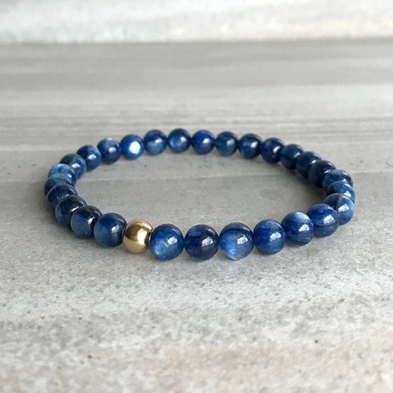 Blue Kyanite Bracelet Semi Precious Stone Jewelry 14K Gold Filled Beaded Bracelet Custom Length Minimalist Gemstone Jewelry image 7