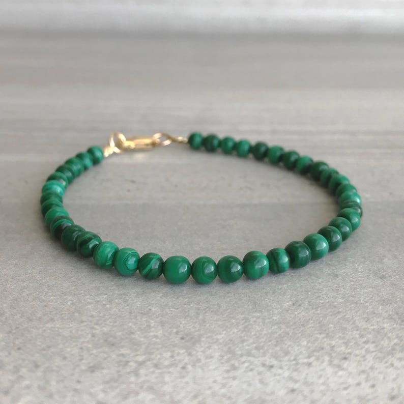 Malachite Bead Bracelet Natural Semi Precious Stone Jewelry Etsy