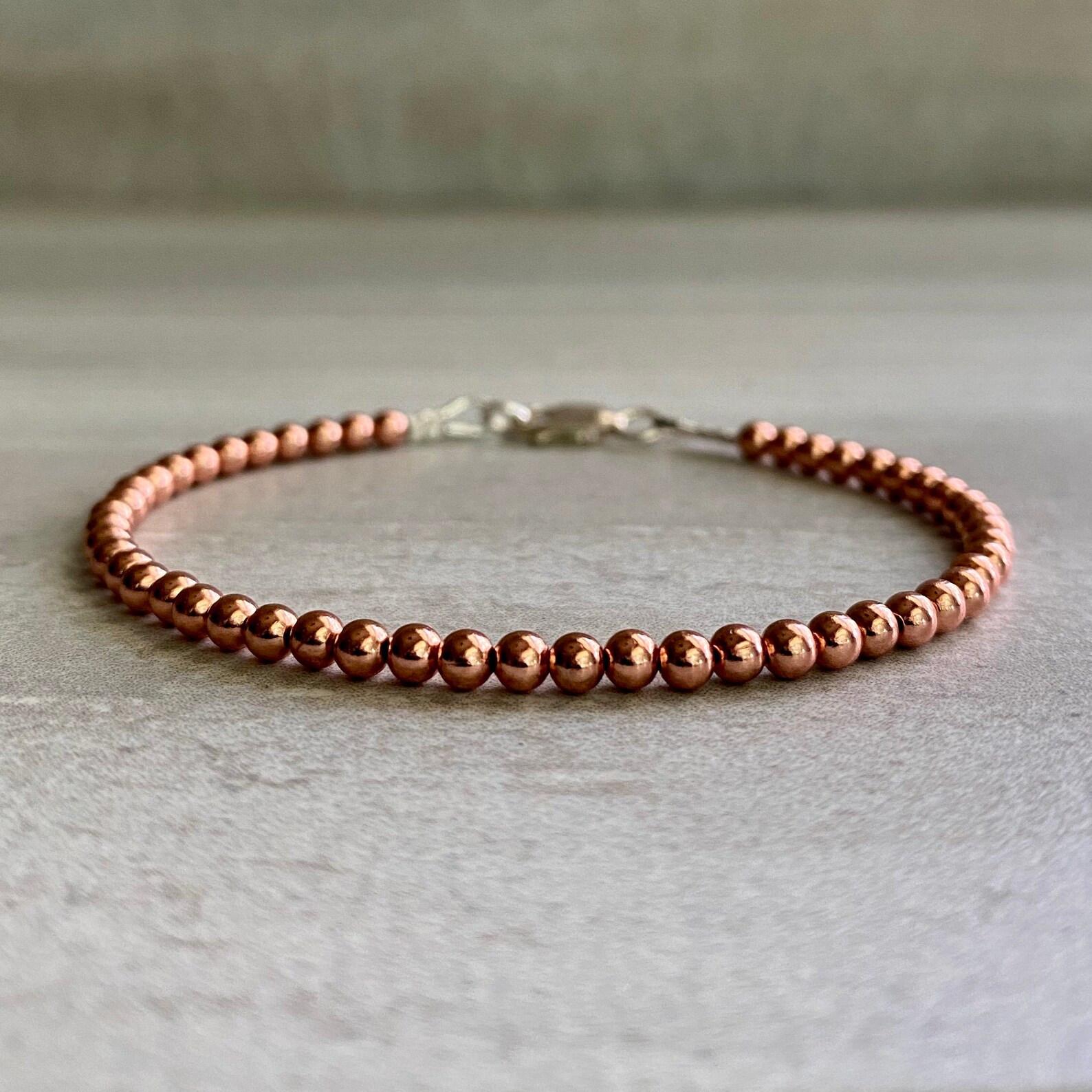 Copper Bead Bracelet Real Copper Jewelry Hand Beaded Etsy