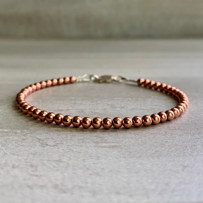 Copper Bead Bracelet Real Copper Jewelry Hand Beaded Etsy