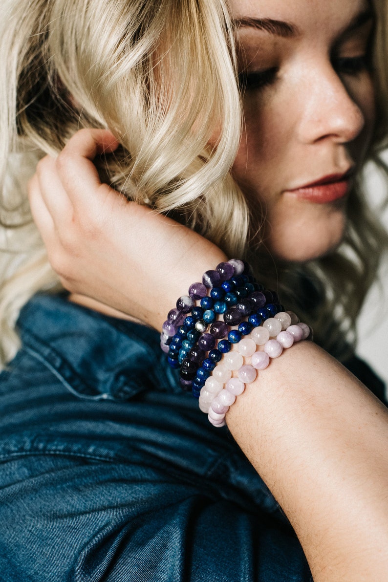 Kunzite Bracelet Natural Crystal Bead Bracelet Gold or Etsy