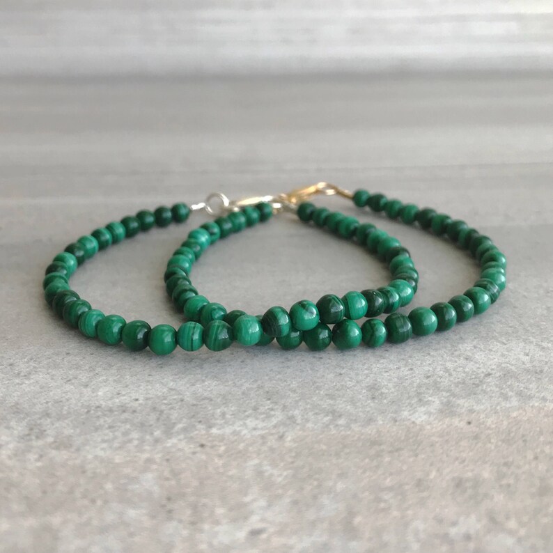 Malachite Bead Bracelet Natural Semi Precious Stone Jewelry Etsy
