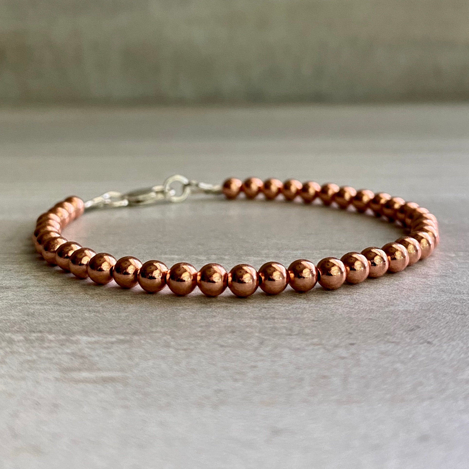 Copper Bead Bracelet Real Copper Jewelry Hand Beaded Etsy.de