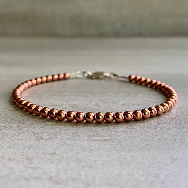 Copper Bead Bracelet Real Copper Jewelry Hand Beaded Etsy