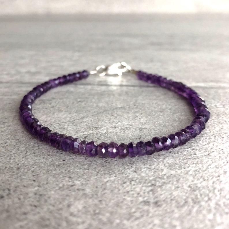 Amethyst Bead Bracelet Purple Natural Crystal Bracelet | Etsy