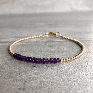 Purple Amethyst Bracelet Tiny Silver or Gold Beads Dainty - Etsy