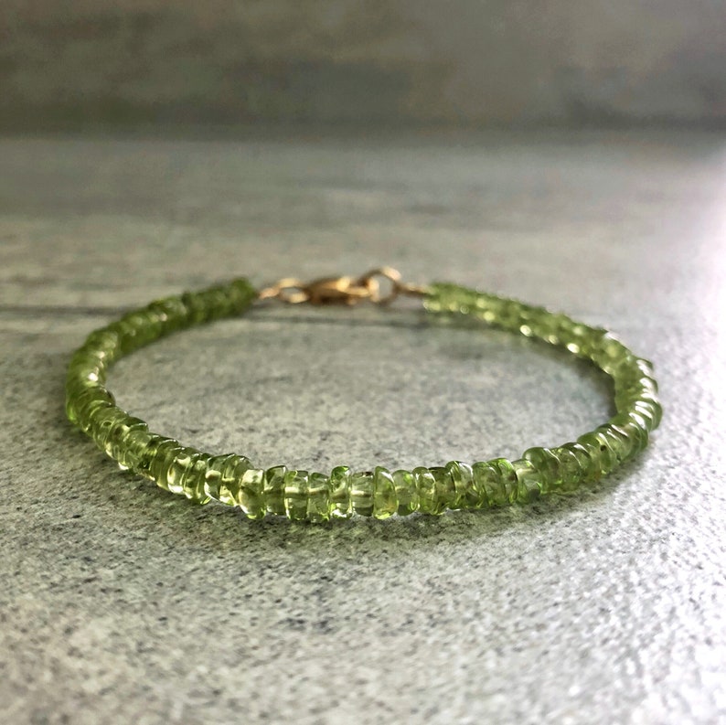 Genuine Peridot Bracelet Sterling Silver or Gold Clasp Etsy
