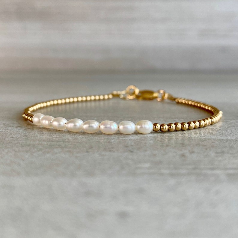 Real Pearl Bracelet Dainty Pearl Jewelry Sterling Silver or Gold Clasp Custom Size for Large or Small Wrists Tiny Bead Bracelet image 8