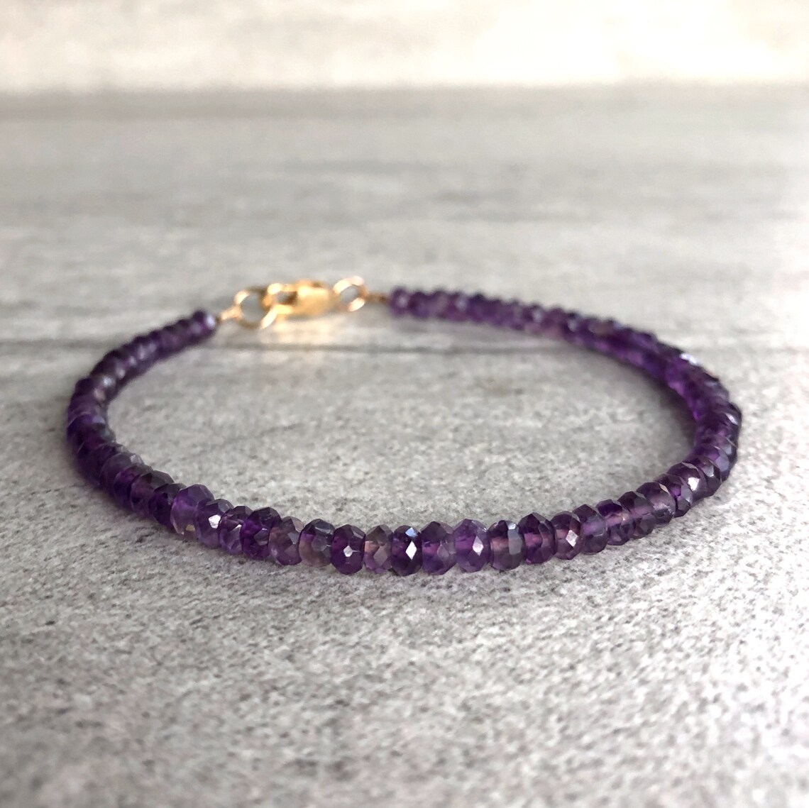 Amethyst Bead Bracelet Purple Natural Crystal Bracelet | Etsy