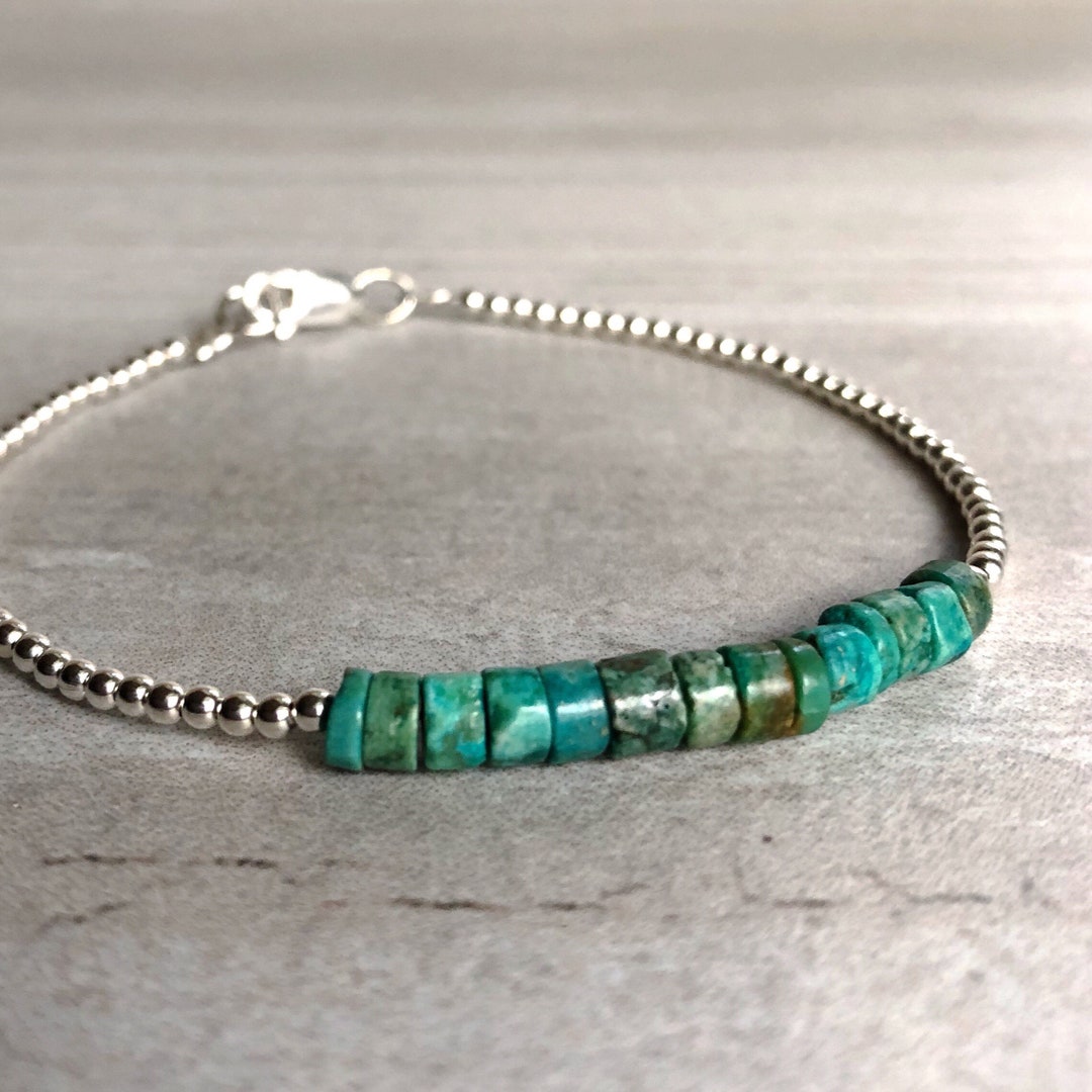 Real Turquoise Bracelet Gold or Sterling Silver Genuine Turquoise
