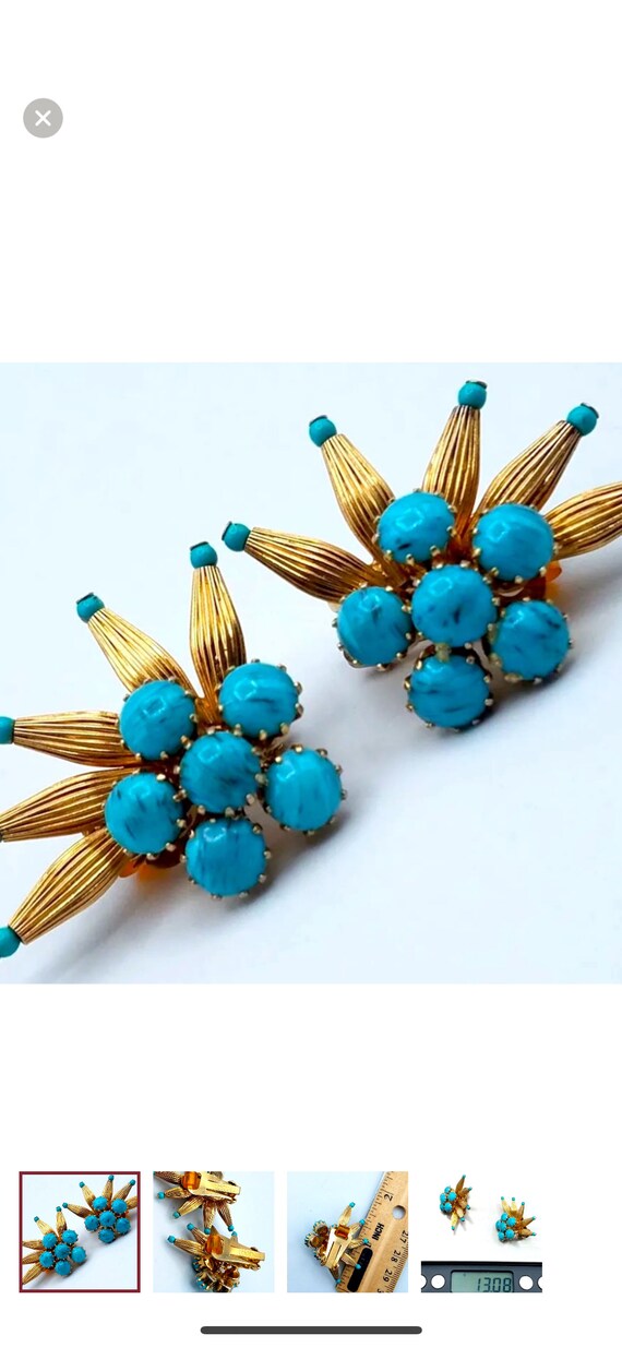 Vintage Retired Hobé Starburst Earrings 1950s Gold