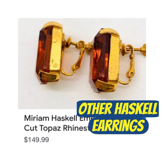 Miriam Haskell Rectangular Red and Gold Screwback… - image 3