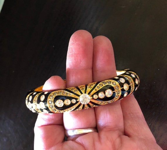 Vintage Joan Rivers Rhinestone Enamel Bangle, latc
