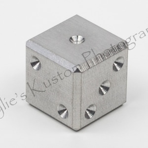 Metal D6 game dice, Precision CNC machined 6 sided casino die, Titanium, Stainless, Bronze, Copper, Brass, Cast Iron (sold individually)