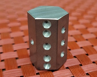 Hex dice - metal 6 sided hexagonal die, stainless steel (single)