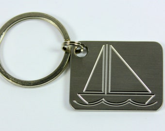 Stainless Steel Keychain- Sailboat, clover, turtle, dog, bike, sunflower, lobster, sniper, dragonfly