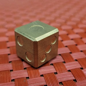 Precision machined balanced D6 game dice metal 6 sided casino die single Titanium, Bronze image 3