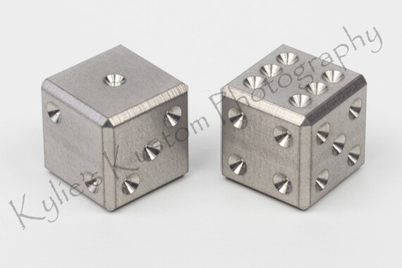 single 6 sided casino die, TITANIUM precision machined metal D6 game dice