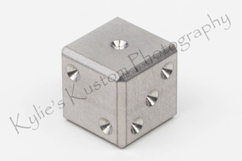 single 6 sided casino die, TITANIUM precision machined metal D6 game dice
