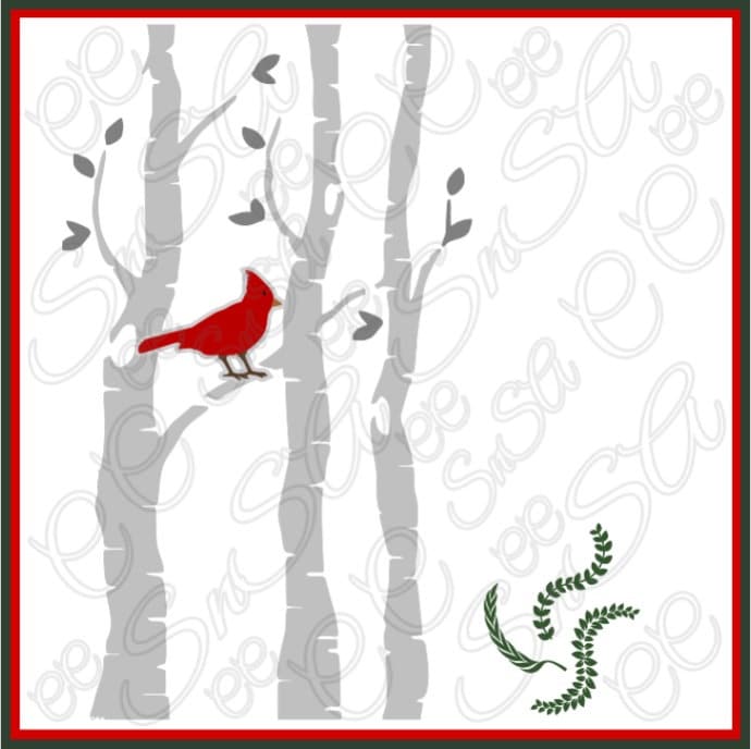 Download Birch Tree SVG Cardinal Appears Laurel Wreath Vine Snow ...