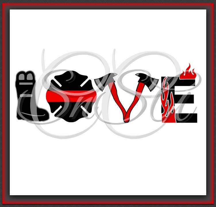 Download Firefighter SVG Love Badge Thin Red Line Logo Emblem EMS ...