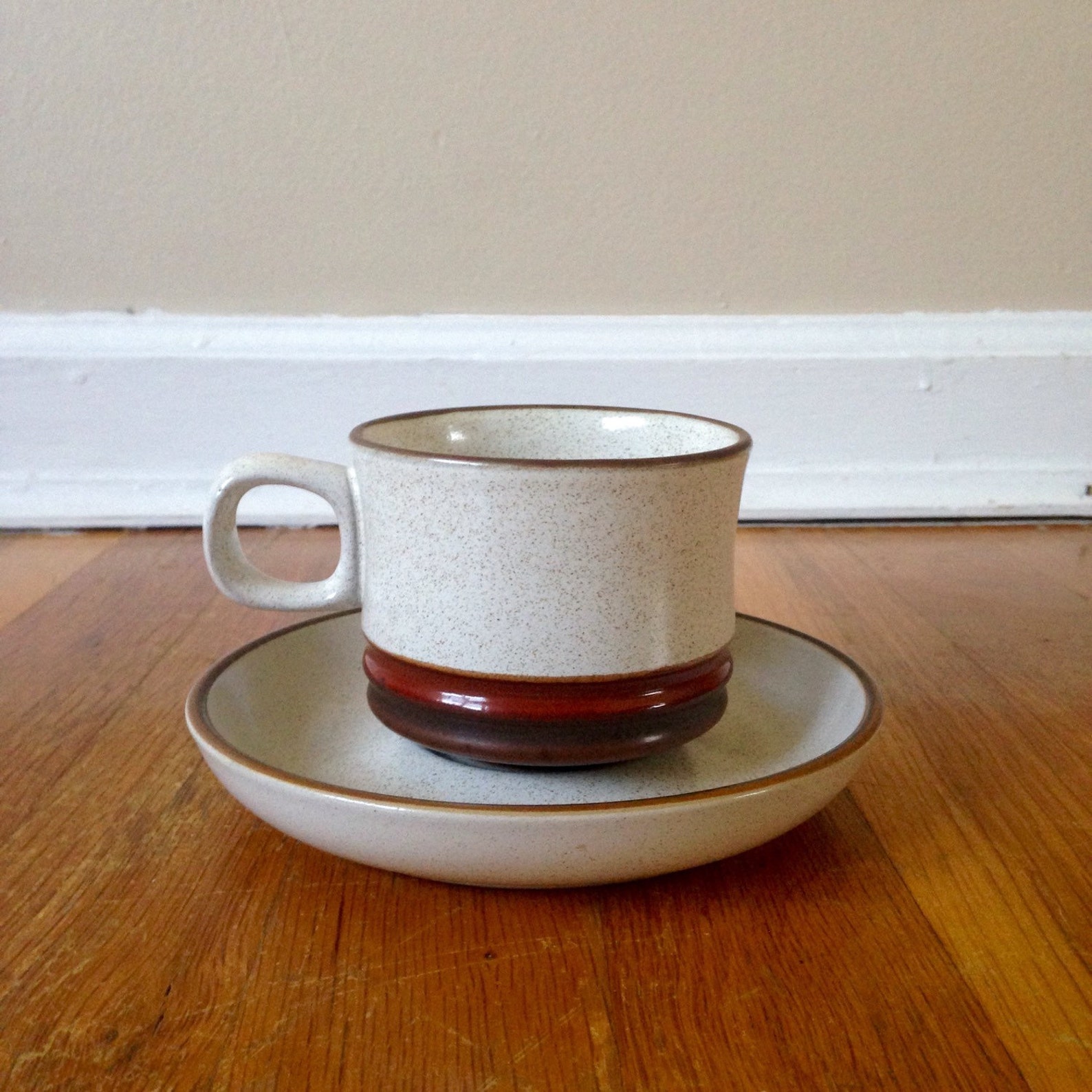 Vintage Denby Potters Wheel Rust Flat Cup & Saucer Set Service Etsy
